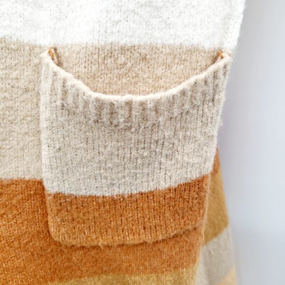 Freshman 1996 Orange Beige White Pumpkin Spice Cable Knit Long Cardigan Size M - Picture 4 of 7